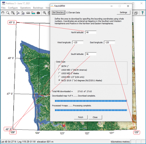 How to interpret the bounding coordinated in FetchSRTM.